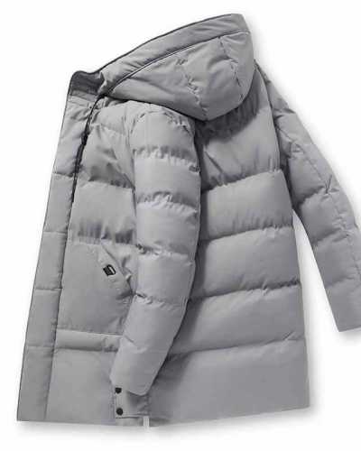 Men Winter Warm Thick Long Solid Color Parka Coat Men Waterproof Hooded Parka Coat Jacket Men Autumn Fashion Casual Parka Men