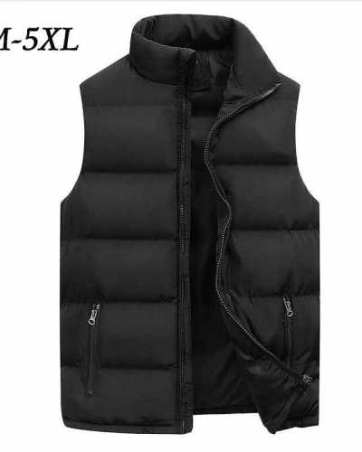 Men Jacket Autumn Winter Warm Vest Down Cotton Sleeveless Gilet Jacket Waistcoat Man Warm Mens Outdoor Coat Plus Size 5Xl